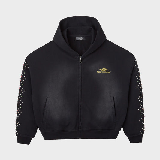 HMDD CRYSTAL ZIP UP (WASHED BLACK)